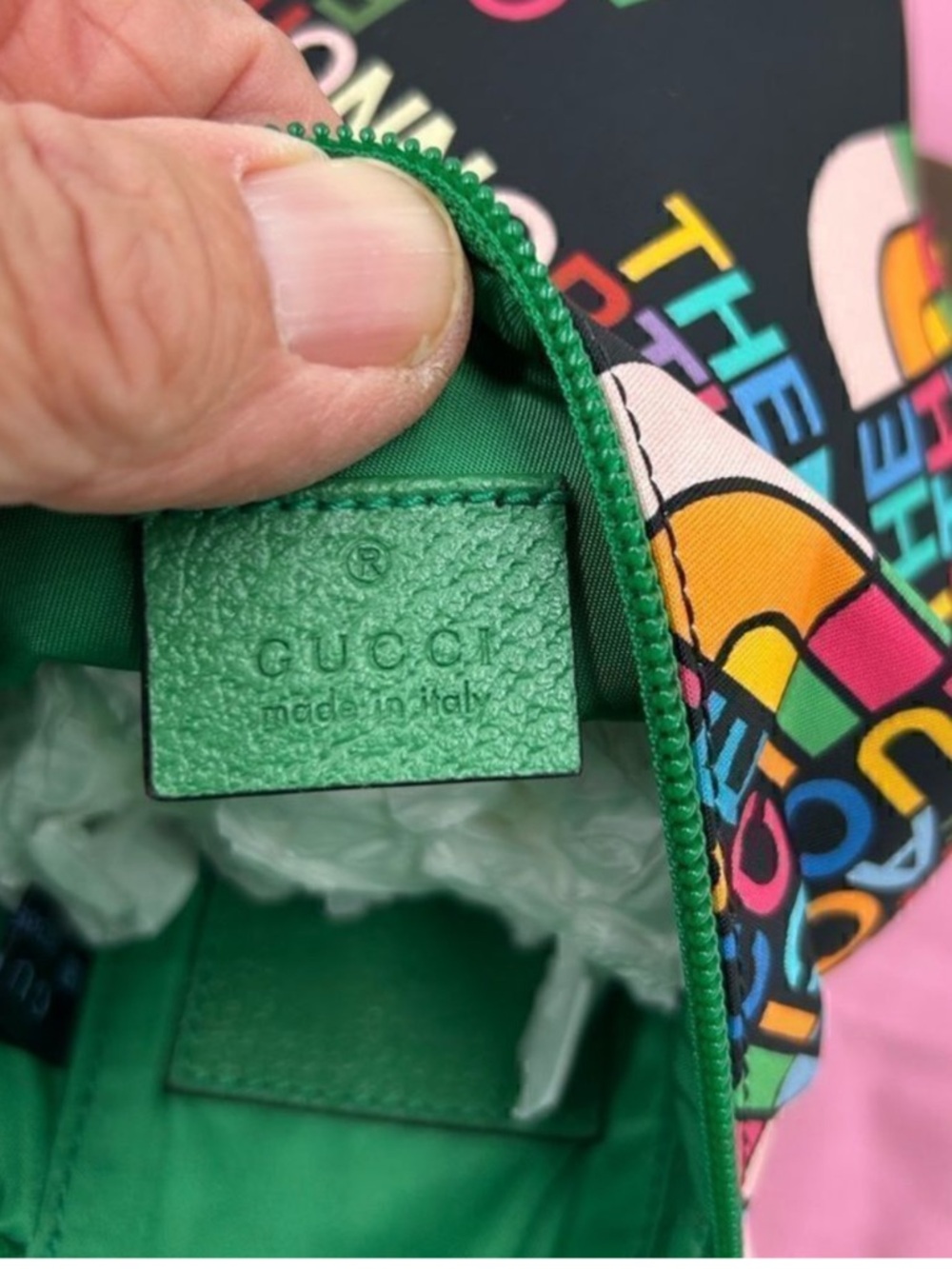 Gucci x Northface Multicolor Logo Barrel Crossbody Bag with Green Strap - Picture 5 of 9
